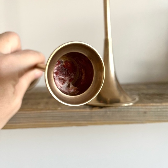 Bugle style brass candlestick trumpet horn set of 3 - Picture 6 of 7